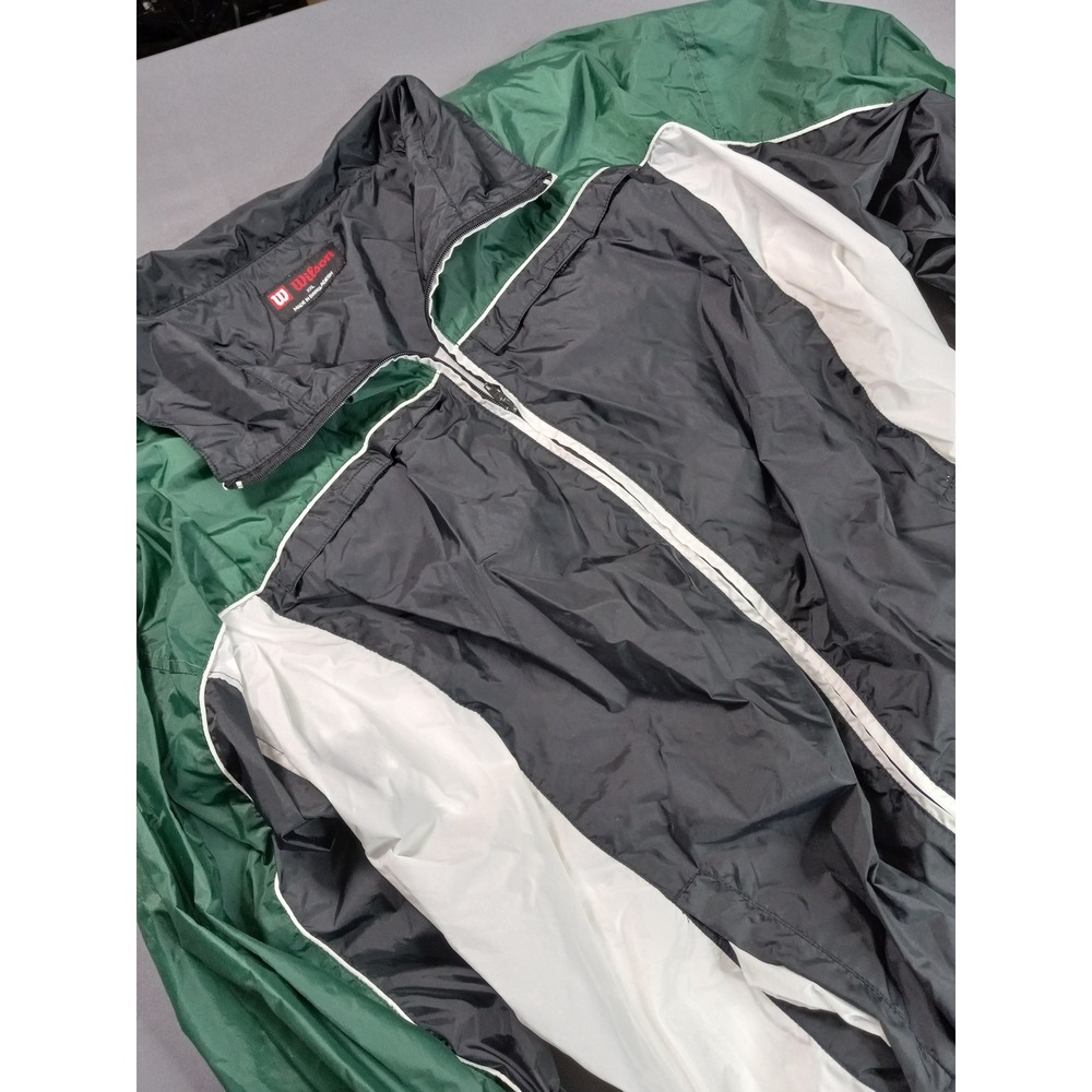 Vintage 90s Wilson Colorblock Windbreaker Jacket Green Black White Mens XL - Picture 2 of 10